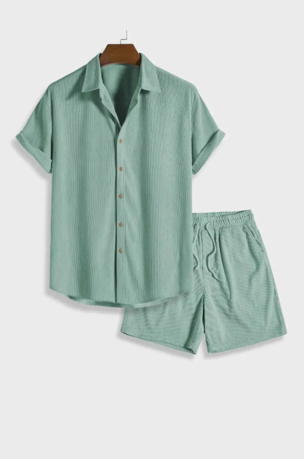 Men's Waffle-Knit Summer Set – Shirt & Shorts