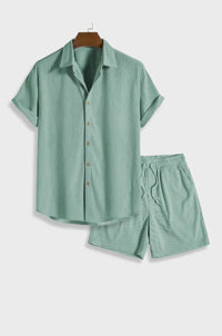 Men's Waffle-Knit Summer Set – Shirt & Shorts