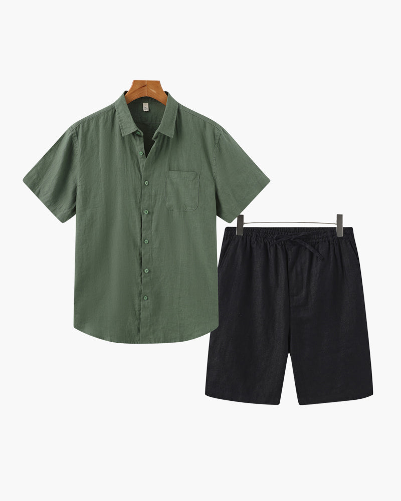 Men's Linen Shirt & Shorts Set – Lightweight Summer Fit