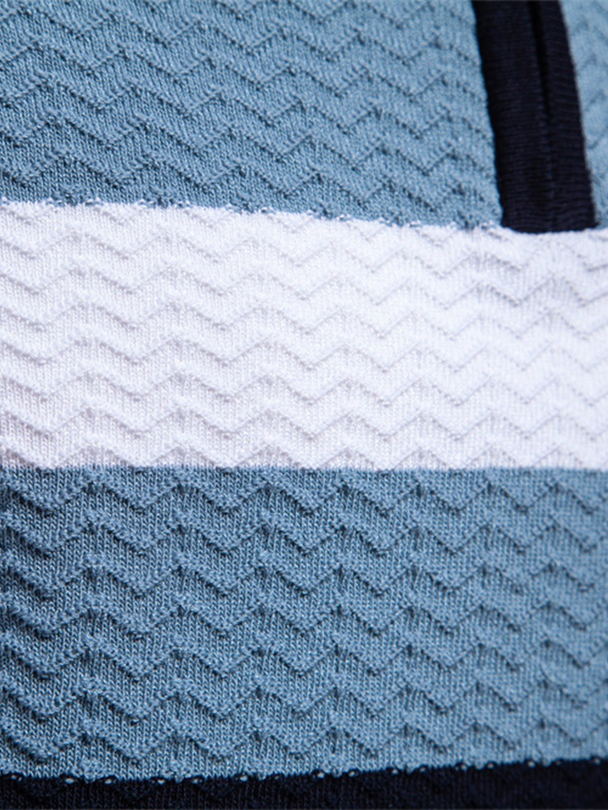 Men's Textured Zip Polo Shirt – Ribbed Jacquard Knit