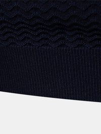 Men's Textured Zip Polo Shirt – Ribbed Jacquard Knit