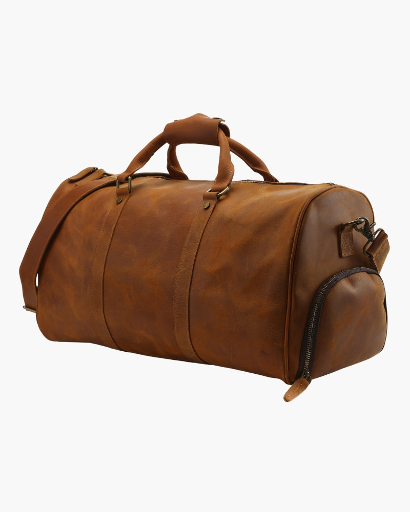 Men's Cowhide Leather Weekend Bag – Durable Travel Design
