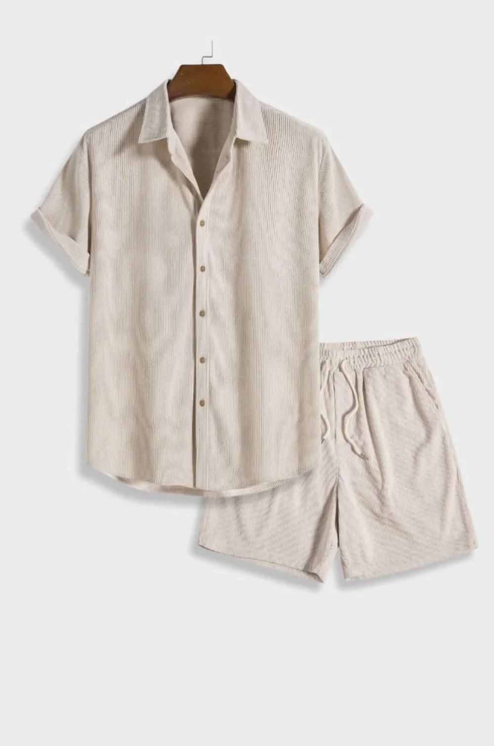 Men's Waffle-Knit Summer Set – Shirt & Shorts