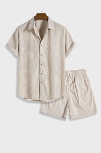 Men's Waffle-Knit Summer Set – Shirt & Shorts