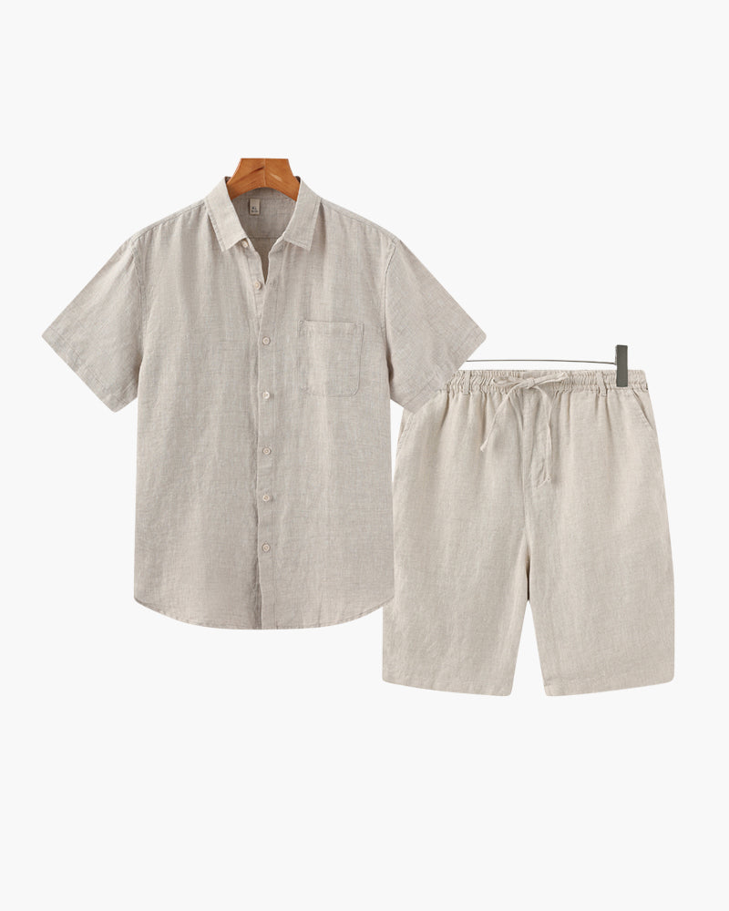 Men's Linen Shirt & Shorts Set – Lightweight Summer Fit