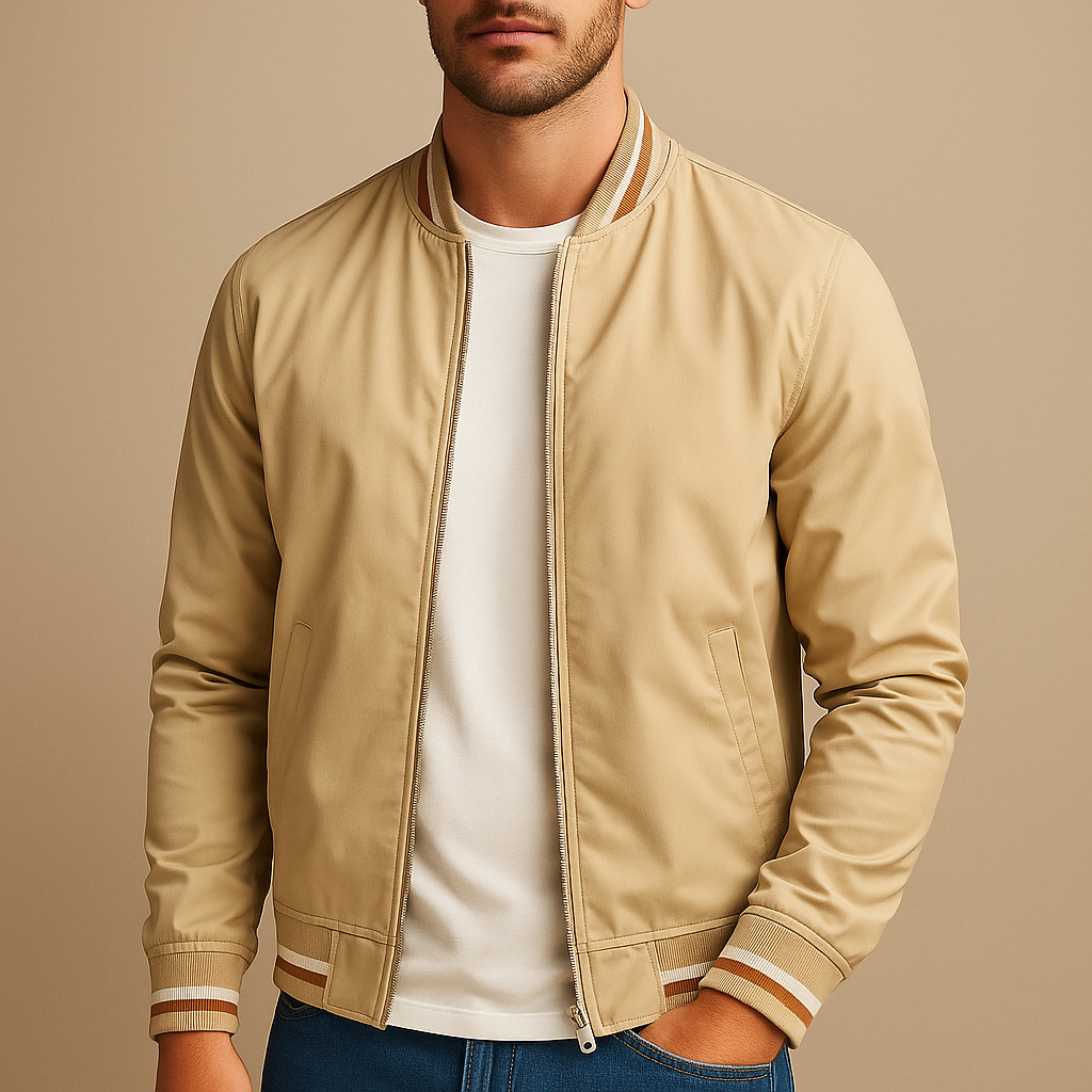 Men's Cotton-Blend Bomber Jacket – Zip Front