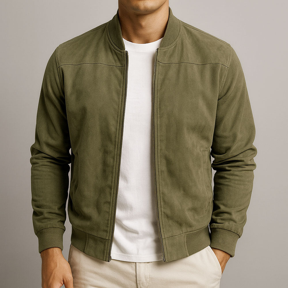 Men's Faux-Suede Jacket – Structured Vintage Fit