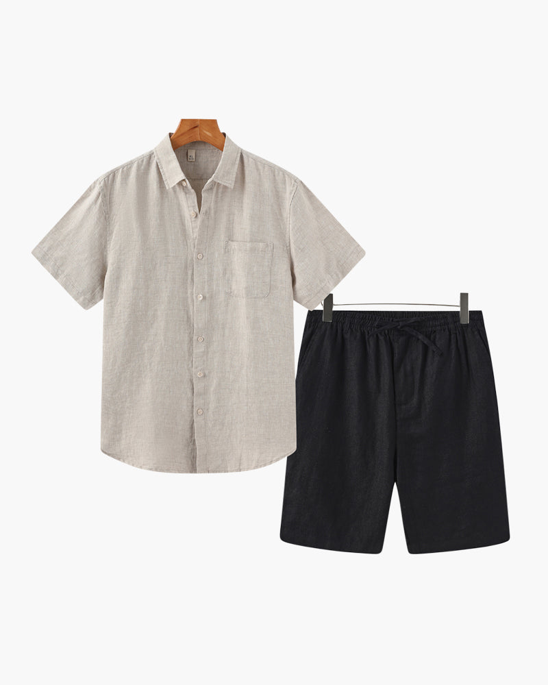 Men's Linen Shirt & Shorts Set – Lightweight Summer Fit
