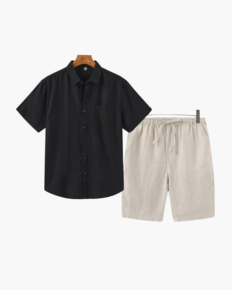 Men's Linen Shirt & Shorts Set – Lightweight Summer Fit