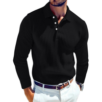 Men's Ribbed Long-Sleeve Polo Shirt – Cotton-Viscose Blend