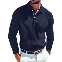 Men's Ribbed Long-Sleeve Polo Shirt – Cotton-Viscose Blend