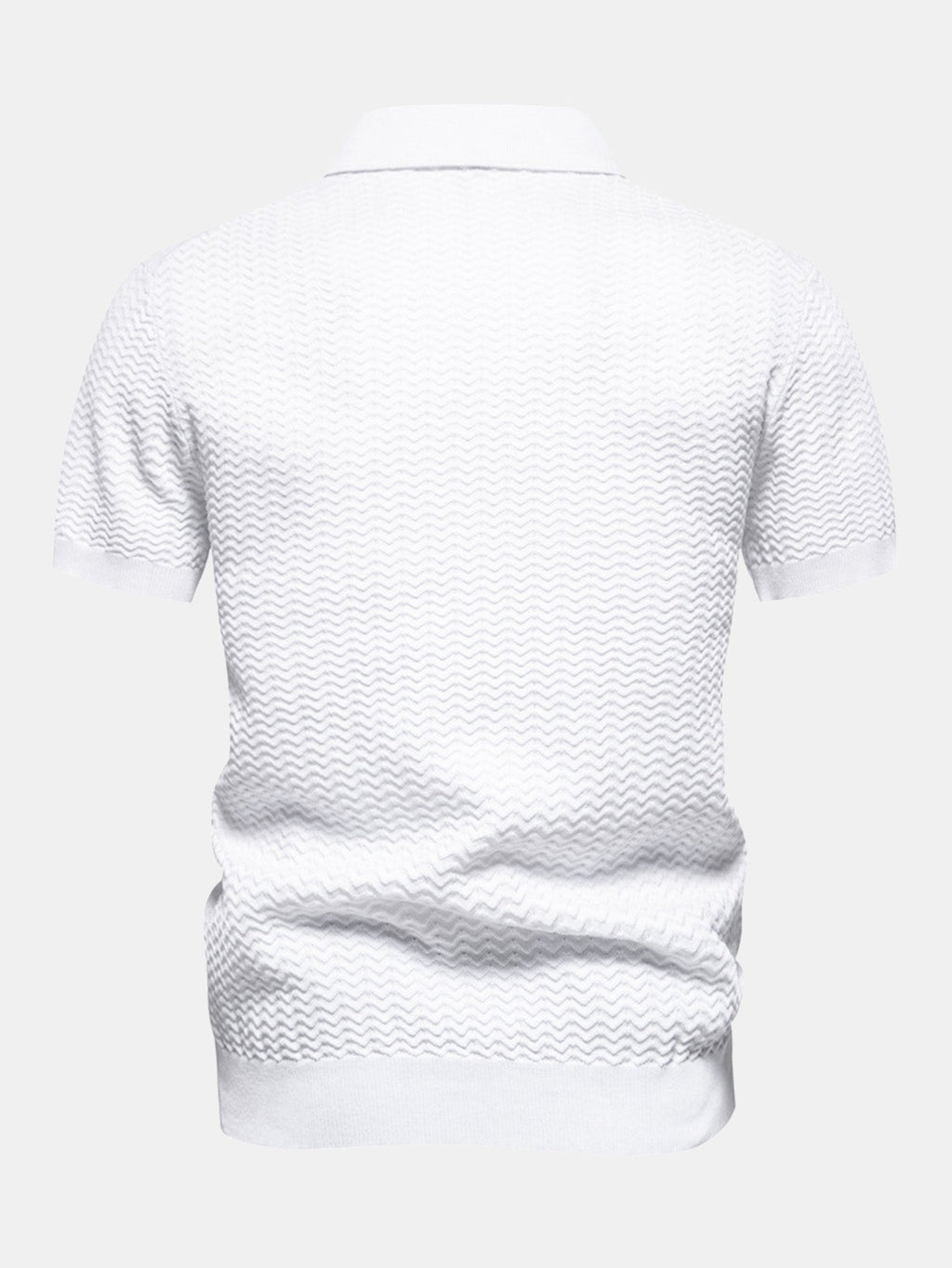 Men's Textured Zip Polo Shirt – Ribbed Jacquard Knit