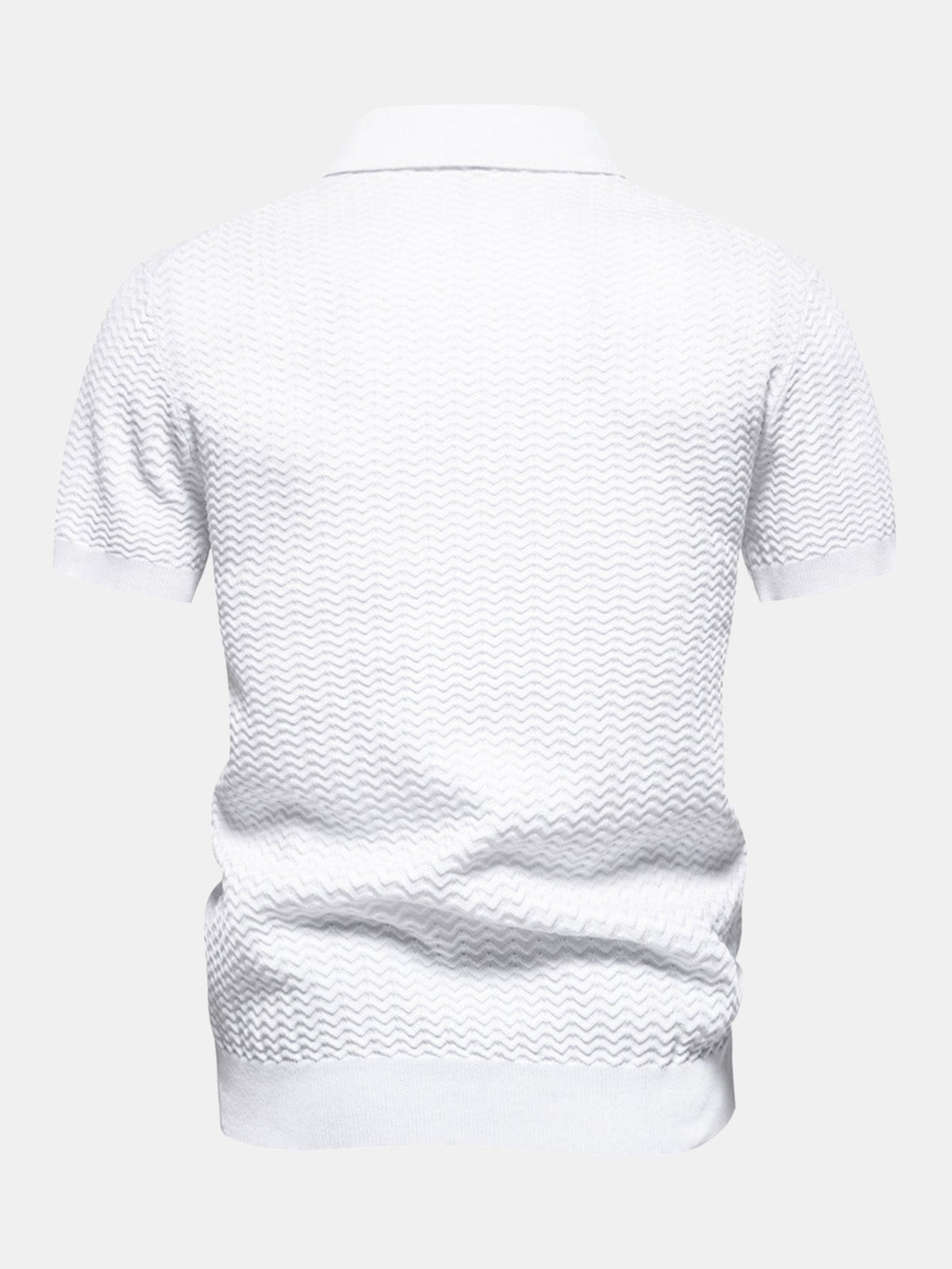 Men's Textured Zip Polo Shirt – Ribbed Jacquard Knit