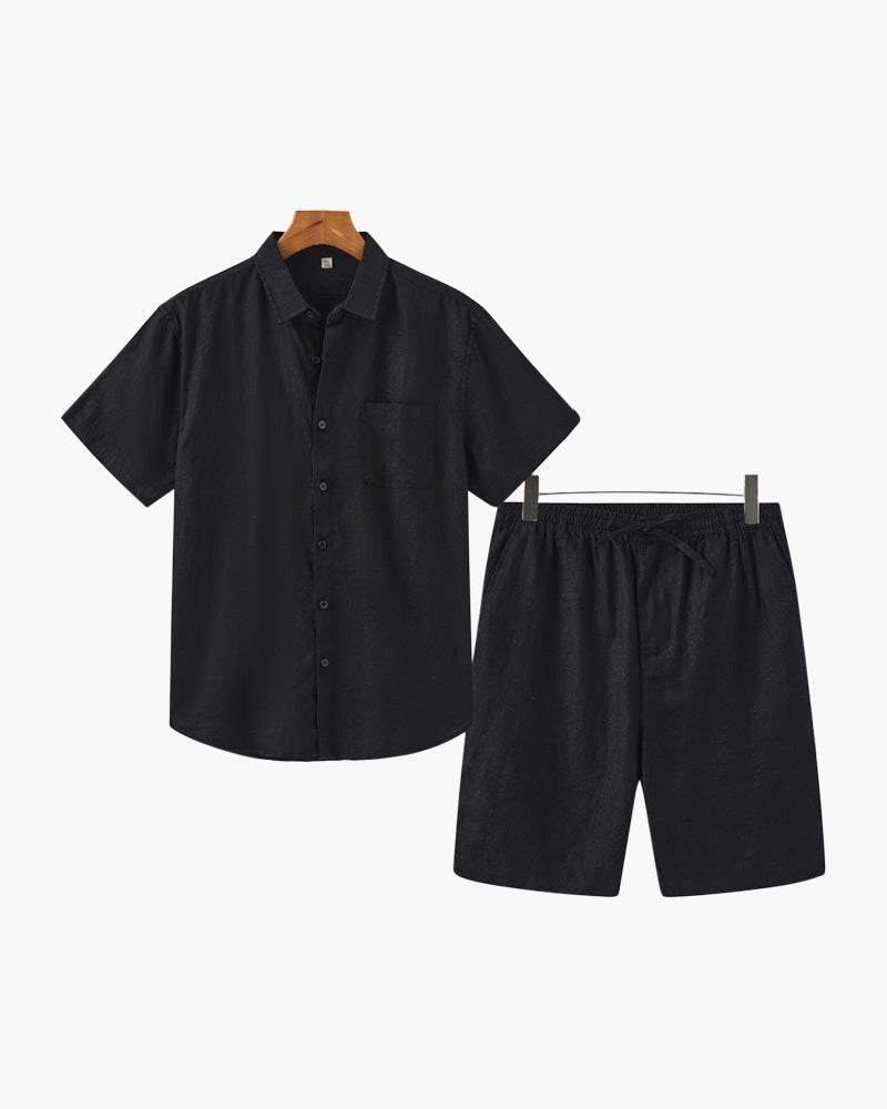 Men's Linen Shirt & Shorts Set – Lightweight Summer Fit