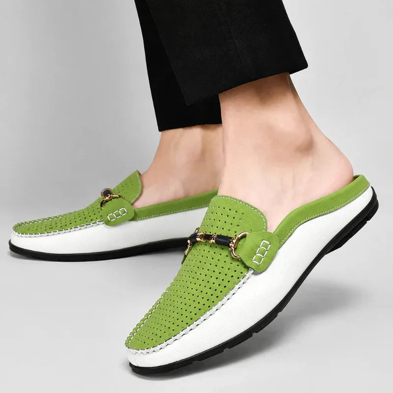 Men's Open-Back Leather Loafers – Cushioned Insole
