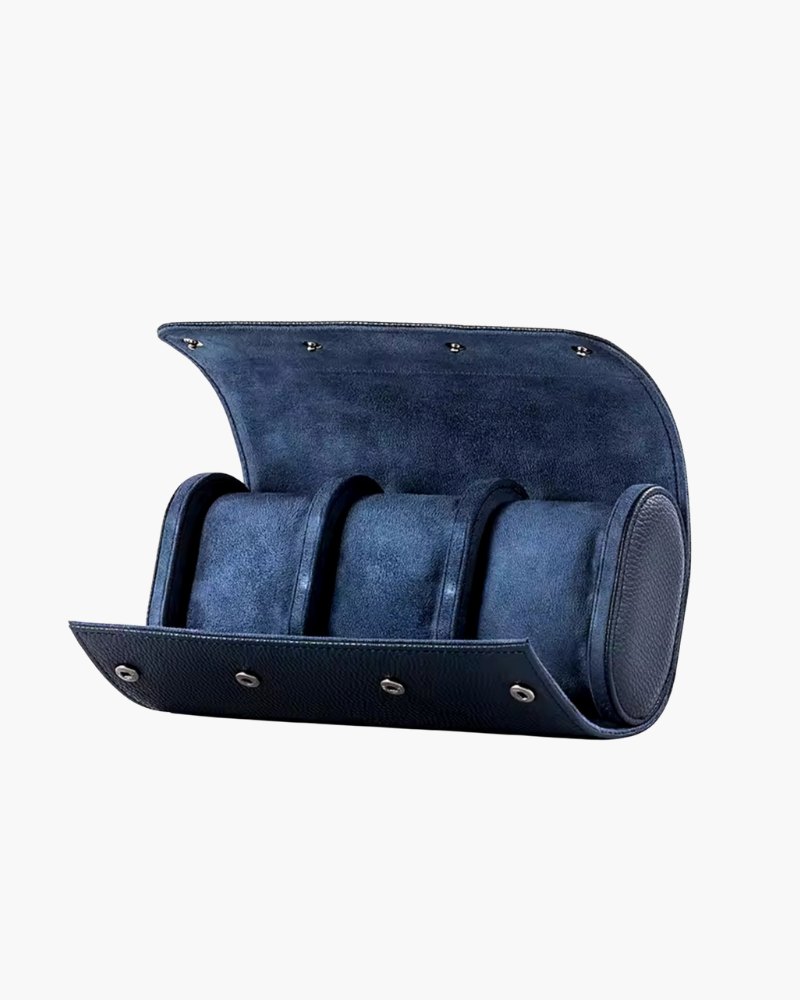 Leather Watch Roll Case – 3-Watch Capacity