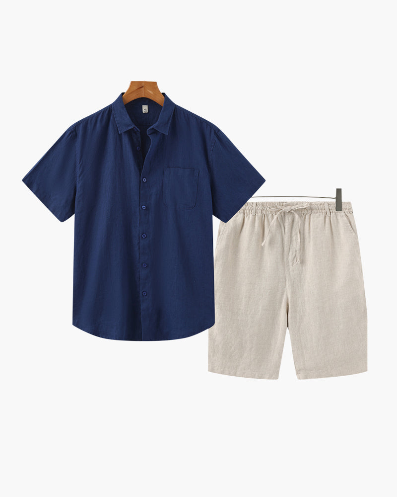 Men's Linen Shirt & Shorts Set – Lightweight Summer Fit
