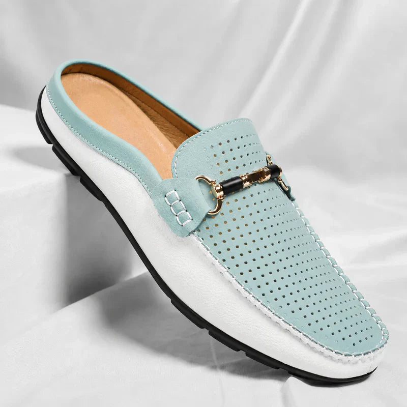 Men's Open-Back Leather Loafers – Cushioned Insole