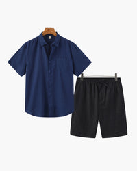 Men's Linen Shirt & Shorts Set – Lightweight Summer Fit