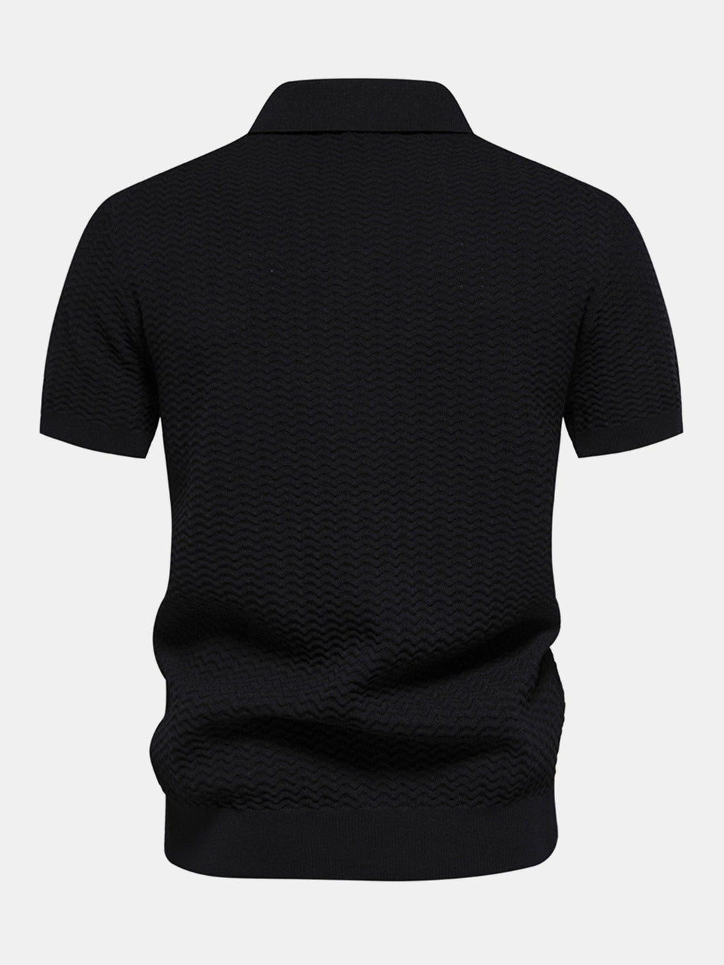 Men's Textured Zip Polo Shirt – Ribbed Jacquard Knit
