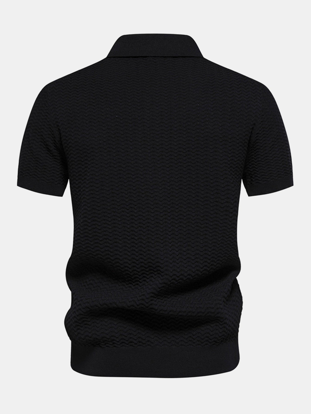 Men's Textured Zip Polo Shirt – Ribbed Jacquard Knit