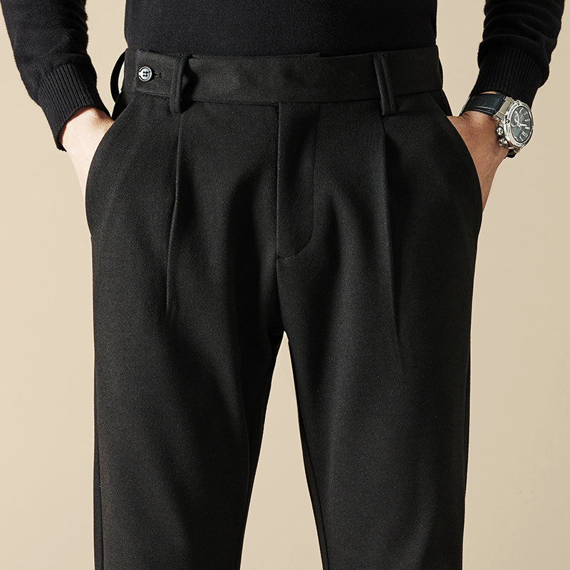 Men's Tailored Pleated Trousers – Adjustable Side Tabs