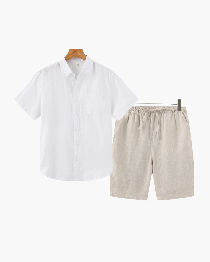 Men's Linen Shirt & Shorts Set – Lightweight Summer Fit