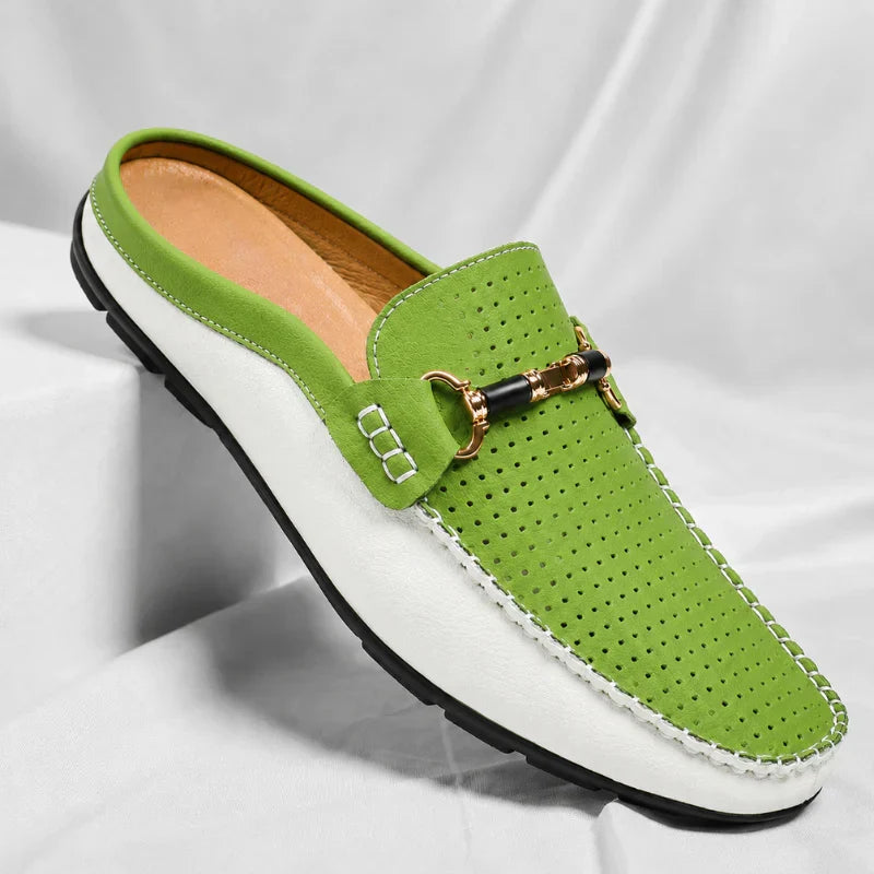 Men's Open-Back Leather Loafers – Cushioned Insole