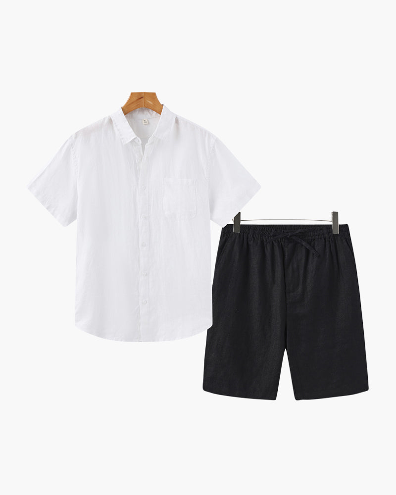 Men's Linen Shirt & Shorts Set – Lightweight Summer Fit