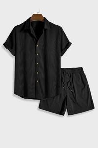 Men's Waffle-Knit Summer Set – Shirt & Shorts