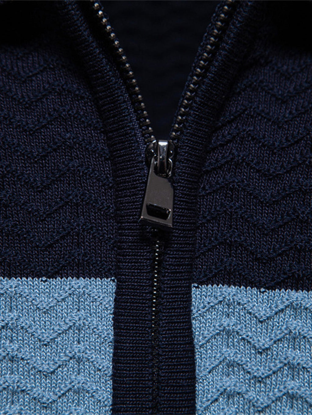 Men's Textured Zip Polo Shirt – Ribbed Jacquard Knit