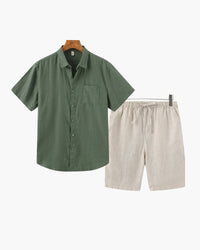 Men's Linen Shirt & Shorts Set – Lightweight Summer Fit