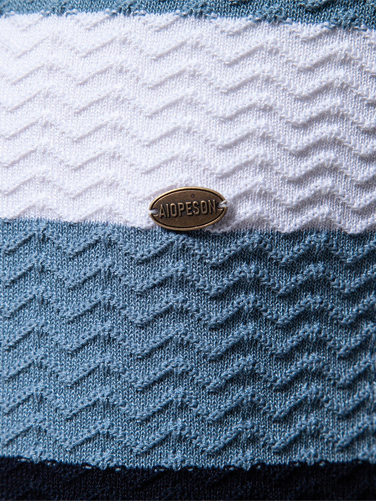 Men's Textured Zip Polo Shirt – Ribbed Jacquard Knit