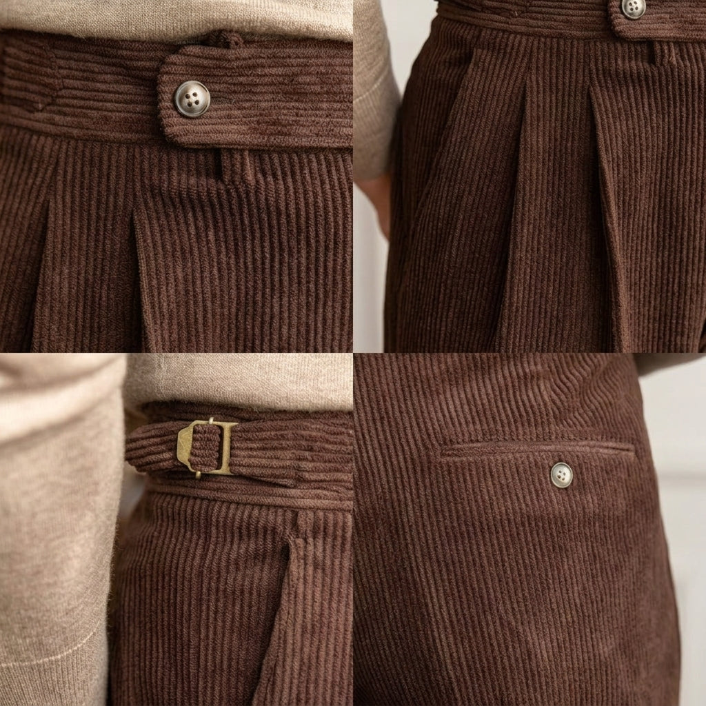 Men's High-Waisted Corduroy Trousers