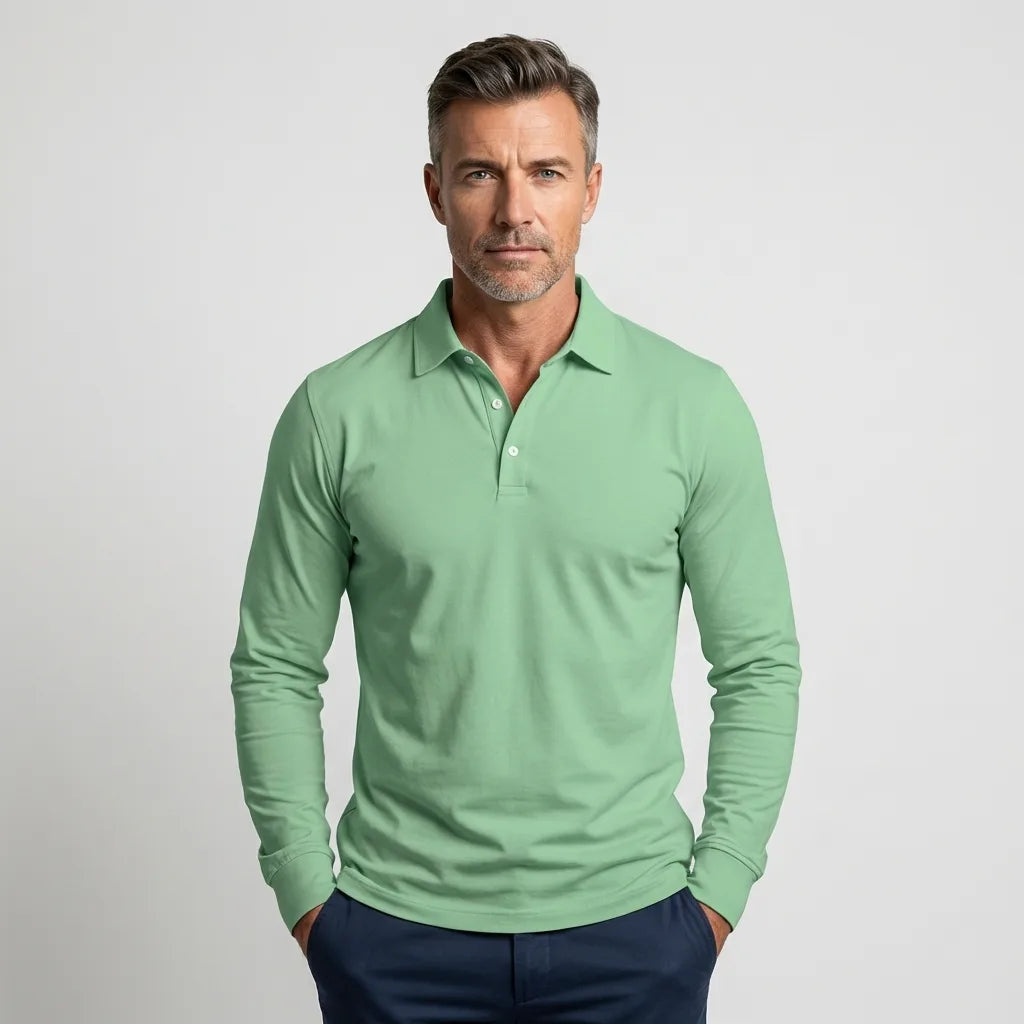 Men's Long-Sleeve Polo – Smart-Casual Refined Fit