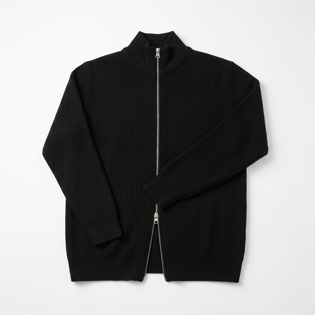 Men's Knitted Zip-Up Sweater – High-Neck Design