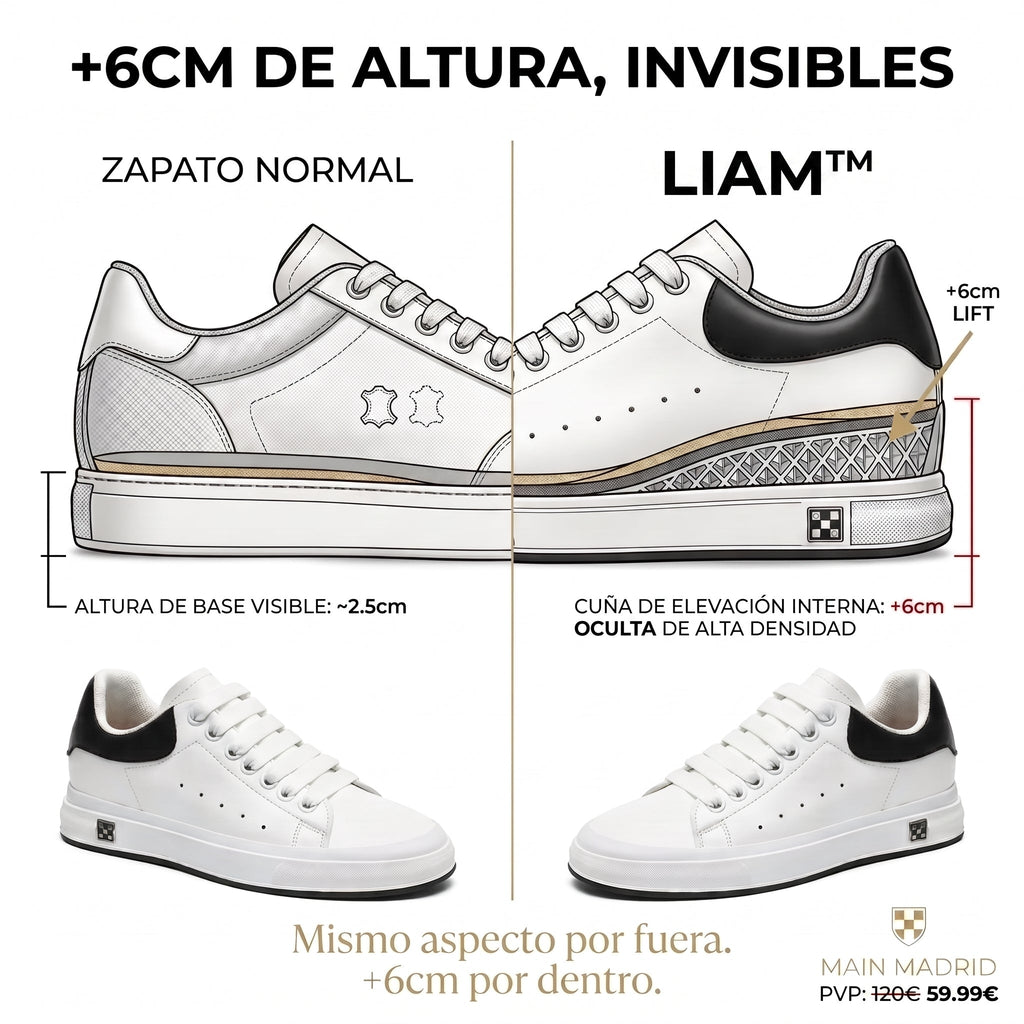 Men's Height-Increasing Shoes – Hidden Lift 6–8 cm