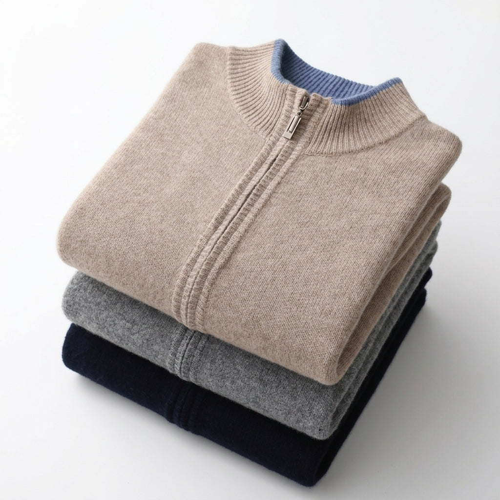 Men's High-Neck Zip Cardigan – Knit Layer