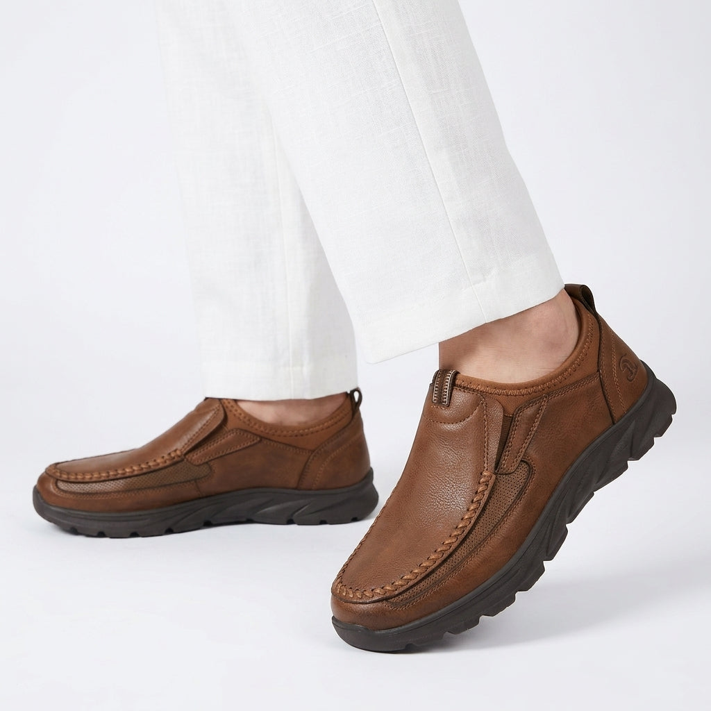 Men's Synthetic Leather Slip-On Shoes – Casual Design
