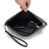 Men's Leather Handbag – Geometric Print