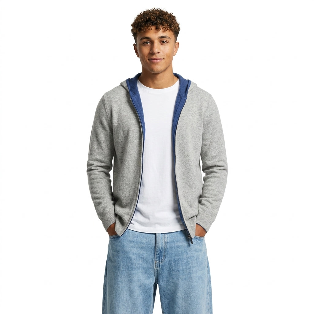 Men's 100% Wool Zip Hoodie – Warm Breathable Knit