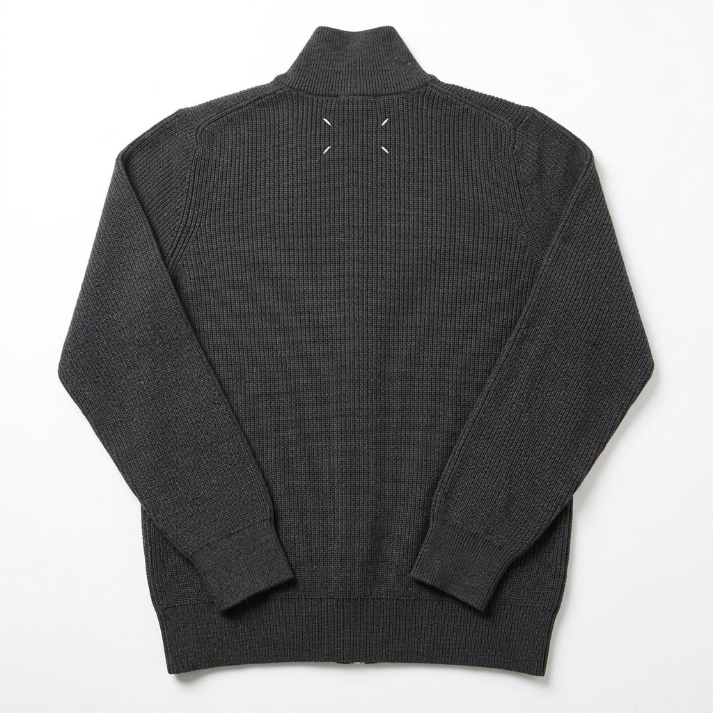 Men's Knitted Zip-Up Sweater – High-Neck Design