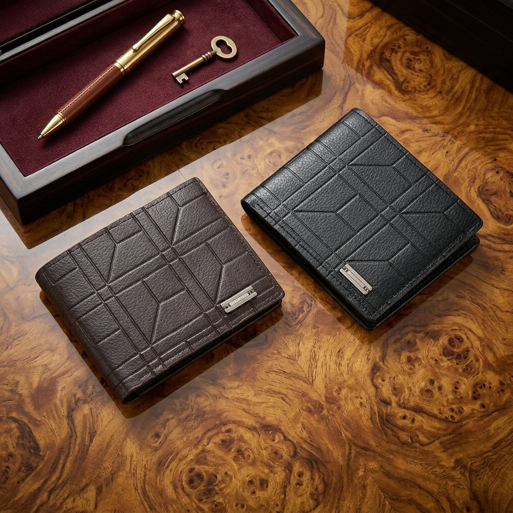 Men's Slim Leather Wallet – Money Clip & Card Slots