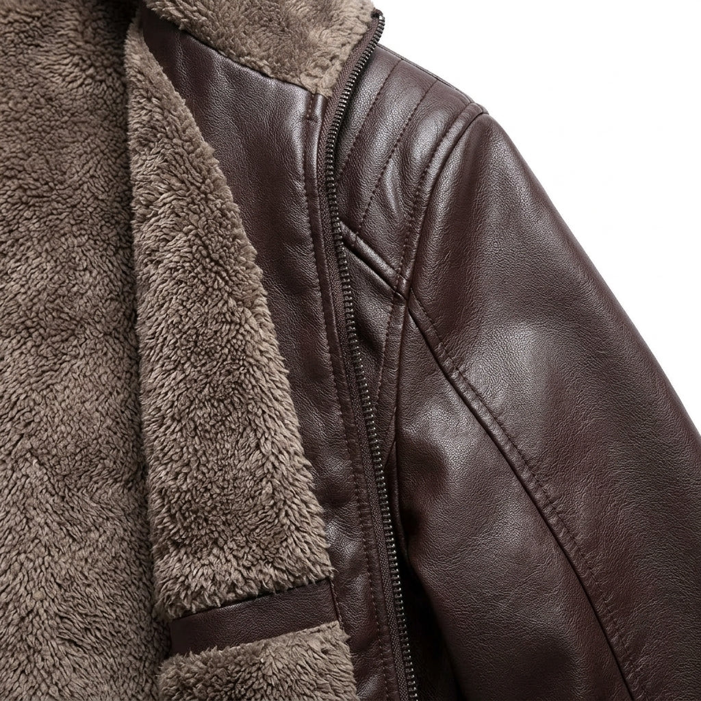 Men's PU Leather Biker Jacket – Fleece Lined