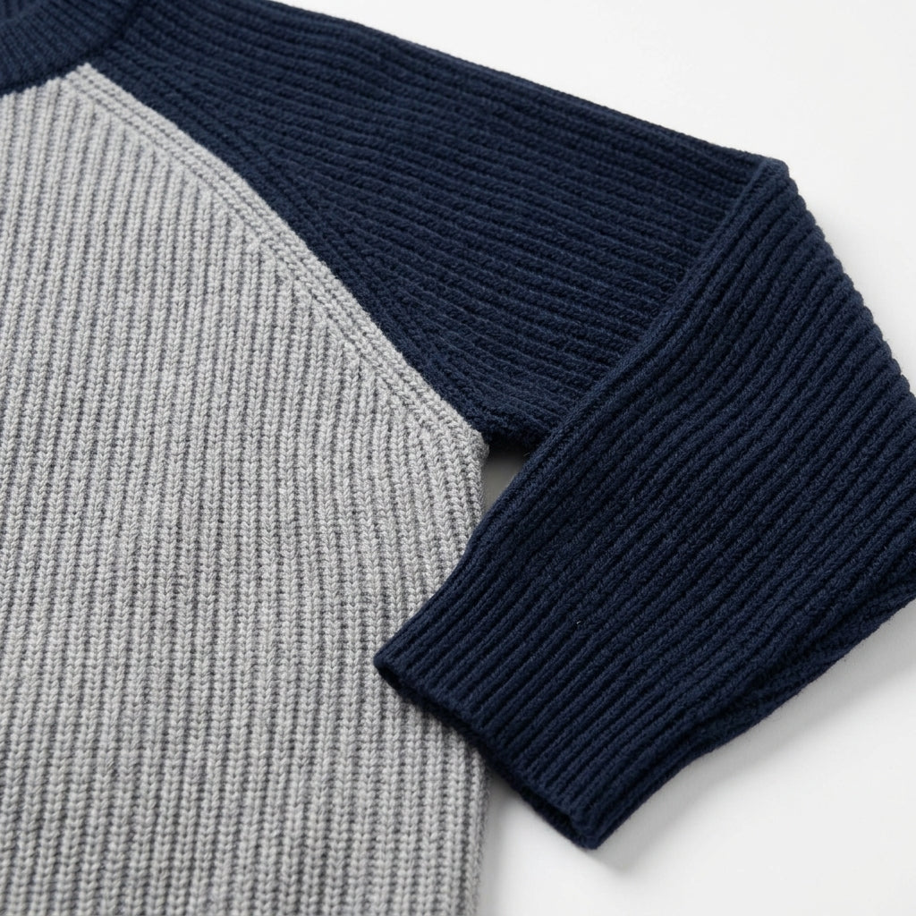Men's Color-Block Knit Sweater – Retro Crew-Neck