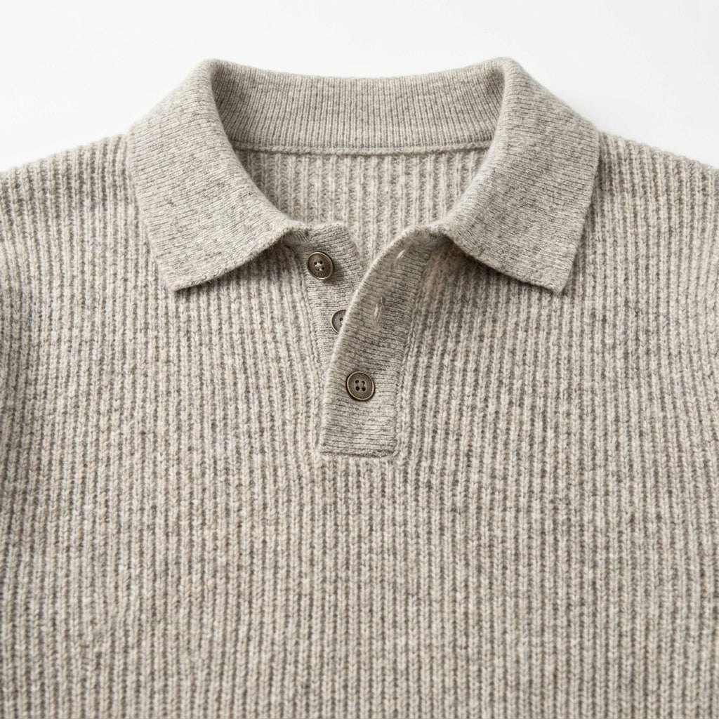 Men's Knitted Polo Sweater – Classic Collar