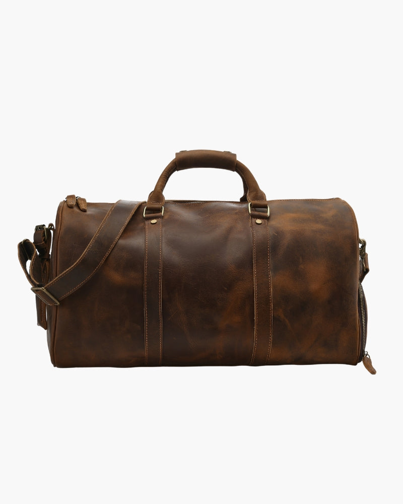 Men's Cowhide Leather Weekend Bag – Durable Travel Design