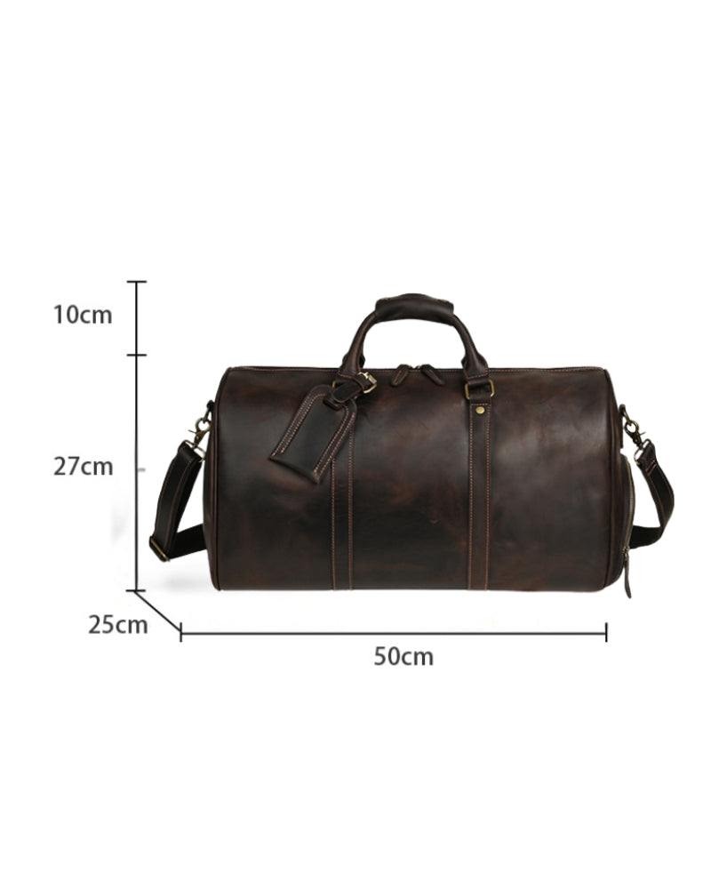 Men's Cowhide Leather Weekend Bag – Durable Travel Design