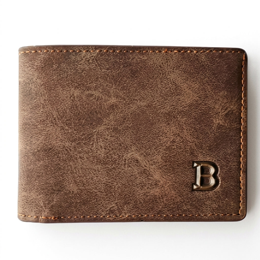 Men's Slim PU Leather Wallet – Compact Bifold