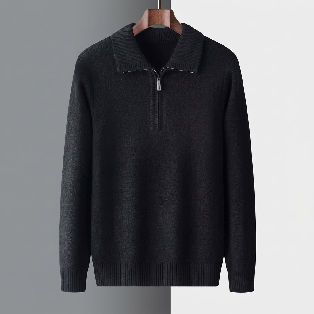 Men's Cashmere & Alpaca Sweater – Zip High-Neck Design